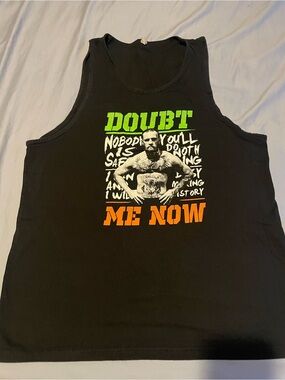 Next Level Apparel Black Tank Top with Neon Green and Orange Graphic